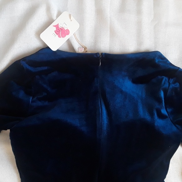 {L'Atiste} Midnight Blue Velvet Mini Dress NWT - Picture 5 of 6